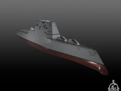 Zumwalt class Destroyer Low-poly 3D model