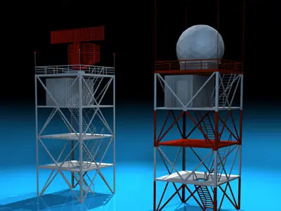 Airport radar towers 3D model
