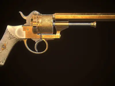LEFAUCHEUX - Vintage Revolver Brass Low-poly 3D model