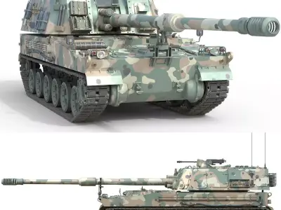 K9 Thunder Howitzer Low-poly 3D model