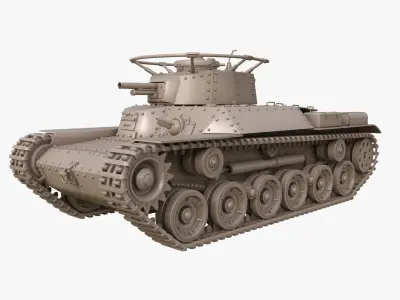 Tank Type 97 Chi Ha Green Japan Clay Mental Ray  3D model