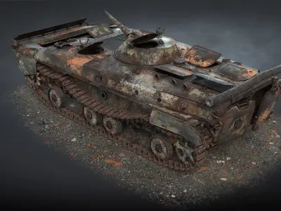 BMP-1 IFV Destroyed Game Ready Low-poly 3D model