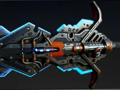 GunBlade futuristic weapon Low-poly 3D model