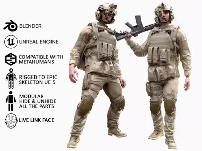 Soldier - Rigged Low-poly 3D model