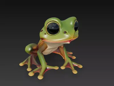 Frog Realistic 3D Model Basic - Low Poly Realistic  Low-poly 3D model