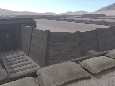 Lowpoly Modular War Trenches Kit Low-poly 3D model