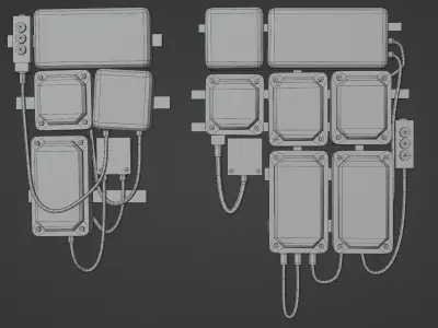 Rusty Fuse Box Cluster -Low Poly Game-Ready Low-poly 3D model