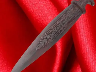 Solid silver dagger 3D model