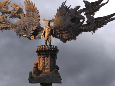 Ancient copper Arch Angel Michael wings 3D model