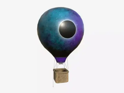 Balloon Hot Air 09 Galaxy - Aircraft Cartoon Low-poly 3D model