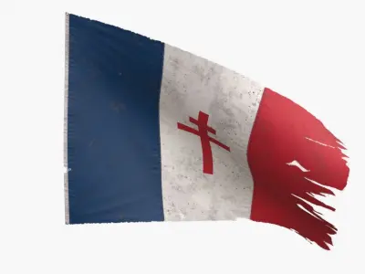 Free France Flag Low-poly 3D model