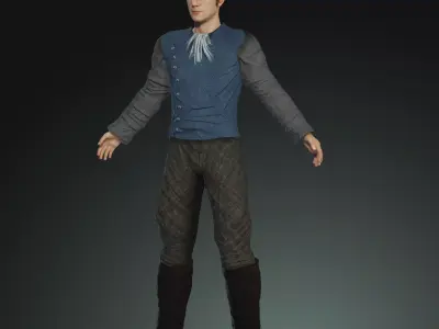 Napoleonic civilian 1812 Low-poly 3D model