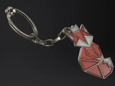 Keychain fox Low-poly 3D model