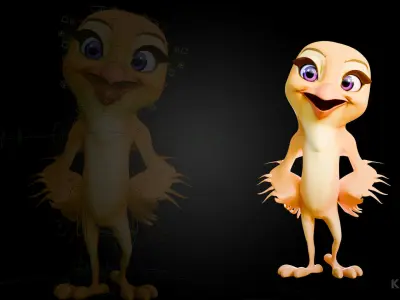 Chibi Canary - 3D Yellow - Rigged Cartoon Bird Low-poly 3D model
