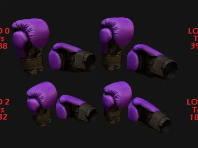 Boxing Gloves Purple Star Low-poly 3D model
