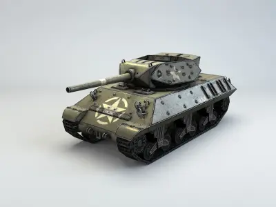 Low Poly M10 Wolverine tank destroyer Low-poly 3D model