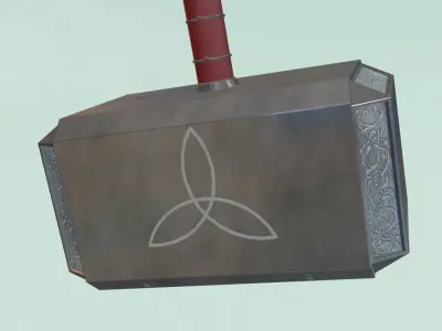 Mjolnir Thor Hammer 3D Model low poly Free low-poly 3D model