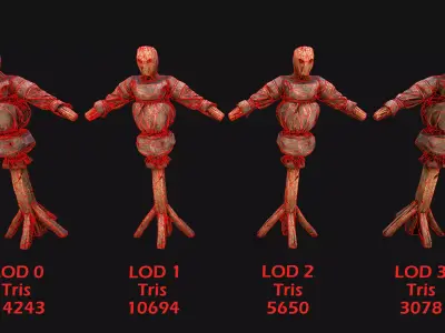 Wooden Dummy Medieval Training Camp Environment  Low-poly 3D model