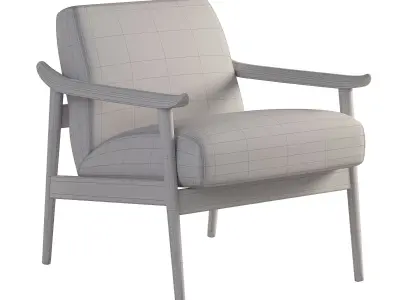 Mid-Century Leather Show Wood Chair Free 3D model