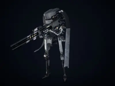 Etasphera72 robot with gun Low-poly 3D model