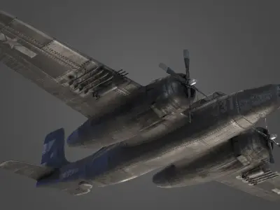 Douglas B-26 Invader Airplane Military 3d Model Low-poly 3D model