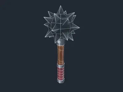 Handpainted Fantasy Medieval Simple Steel Mace Free low-poly 3D model