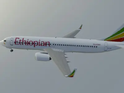 Ethiopian Airlines Boeing 737-800 low poly 3D Model Low-poly 3D model