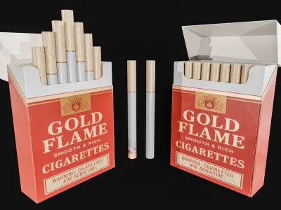 Cigarette  Tobacco With Matchboxes Collection  Low-poly 3D model