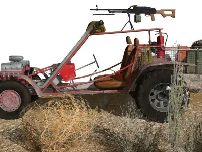 buggy jeep with gun 3D model