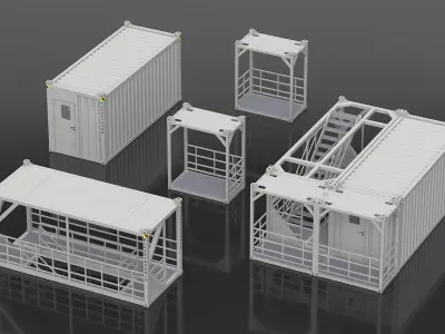 Combined Stair and Container Module Gray 3D model