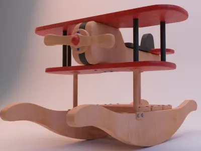Wooden Rocking Airplane 3D model