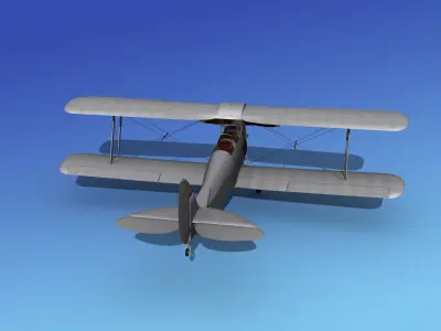 Dehavilland DH82 Tiger Moth Bare Metal 3D model