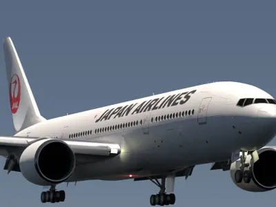 ANIMATED Boeing 777-200ER - Japan Airlines Livery 3D model
