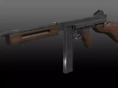 M1A1 Thompson Submachinegun Low-poly 3D model