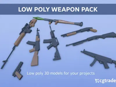 Low Poly Gun Pack - Optimized Weapons Low-poly 3D model