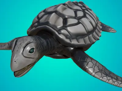 Loggerhead sea turtle Caretta caretta Family Low-poly 3D model