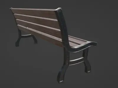 Old Bench Low-poly 3D model
