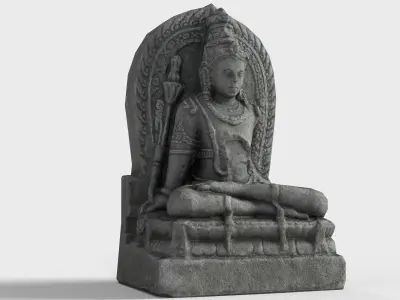 Low Poly PBR Shiva Statue Low-poly 3D model