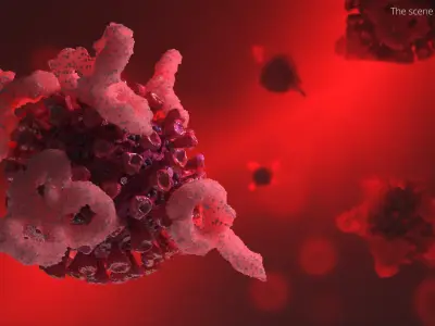 Immunology Virus with Antibodies Interaction Pink 3D model