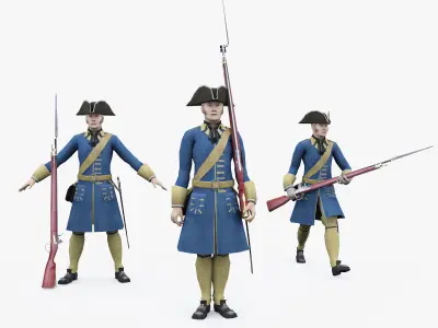 Swedish infantryman1709 Low-poly 3D model