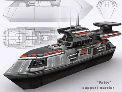 3DRT - Sci-Fi Naval Vessel - Fatty2 Low-poly 3D model