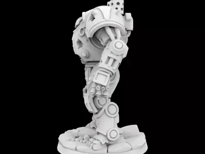 Battle Damaged Robot Mech 3D Printable Model  3D print model
