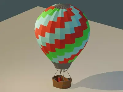 Low Poly Hot Air Balloon Low-poly 3D model