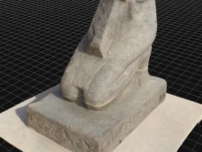 Real Scan Lower part of broken kneeling Egyptian statue 3D model