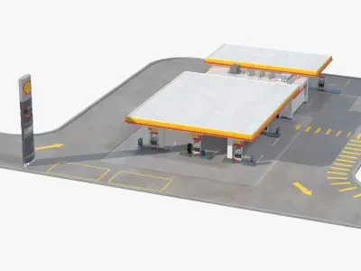 Shell Petrol Station Large 3D model