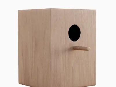 Wooden Birdhouse B Set 3D model