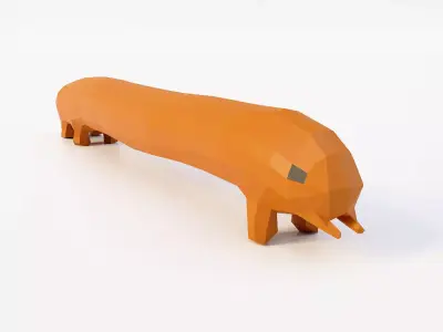 Caterpillar 3d model orange toy worm Low-poly 3D model