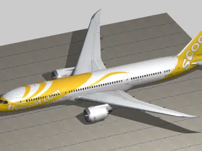 Boeing 787-9 FlyScoot livery Low-poly 3D model
