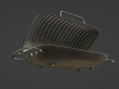 Grilling and BBQ utensils Grill Basket Low-poly 3D model