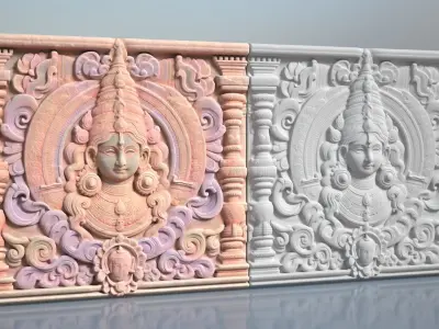Low poly Indian Temple Walls B - 240612 Low-poly 3D model